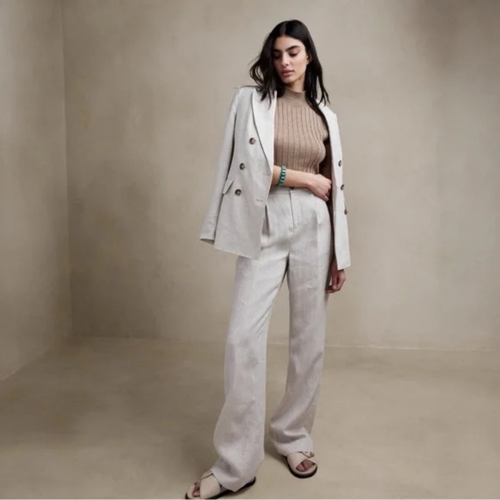 Banana Republic NWT PALMA STRAIGHT-LEG LINEN PANT Size 6